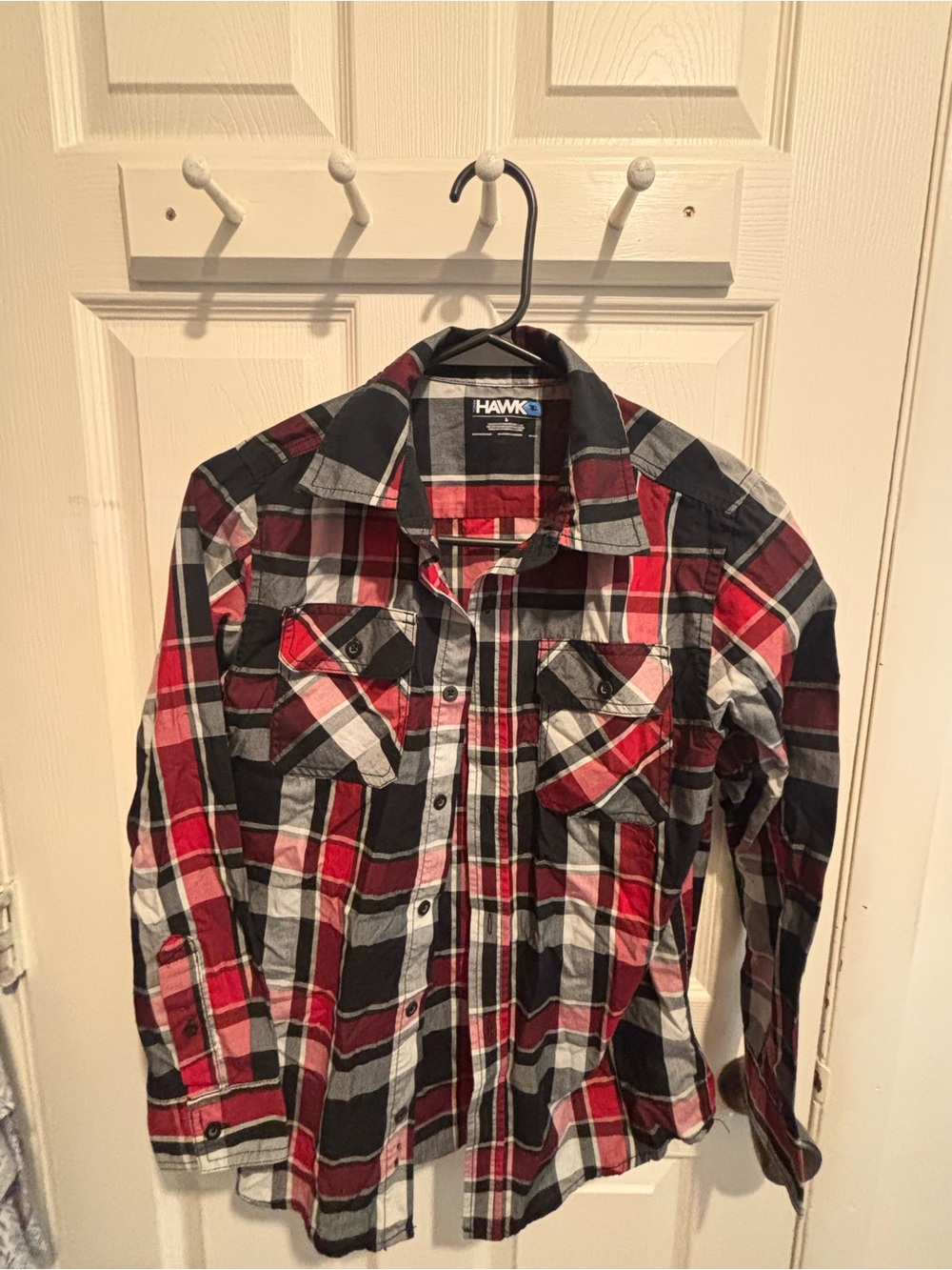 Tony Hawk Red Black and White Plaid Button-Down Shirt
